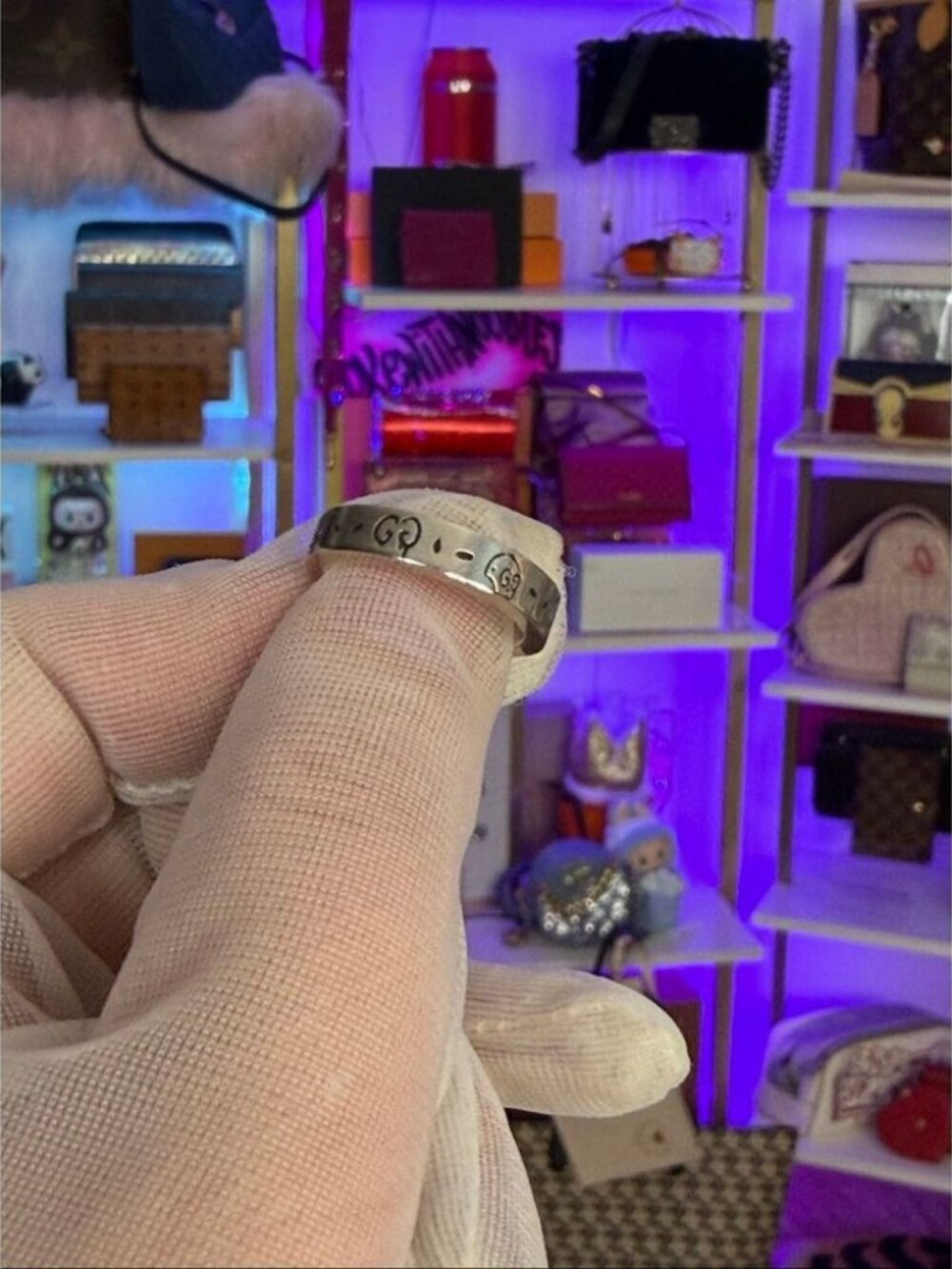 Gucci Sterling 925 Silver Narrow Gucci Ghost Ring Size 10 US 5